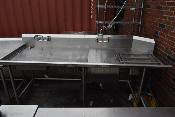 Stainless Steel Commercial Left Side Dirty Side Dishwasher Table w/ Handles and Spray Nozzle Attachment. Bays; 20x25, 20x22 - Image 1 of 12