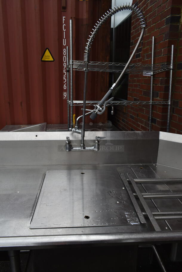 Stainless Steel Commercial Left Side Dirty Side Dishwasher Table w/ Handles and Spray Nozzle Attachment. Bays; 20x25, 20x22 - Image 5 of 12
