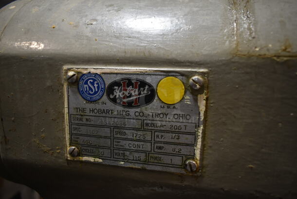 Hobart A-200T Metal Commercial Countertop 20 Quart Planetary Dough Mixer w/ Pelican Head, Metal Mixing Bowl, Whisk and Paddle Attachments. 115 Volts, 1 Phase. Tested and Working! - Image 12 of 12