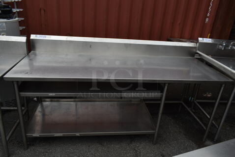 Stainless Steel Commercial Table w/ Back Splash and Under Shelf.