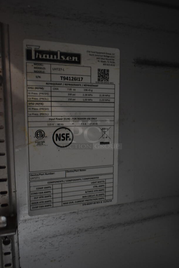 Traulsen UHT27-L Stainless Steel Commercial Single Door Undercounter Cooler on Commercial Casters. 115 Volts, 1 Phase. Tested and Working! - Image 5 of 5