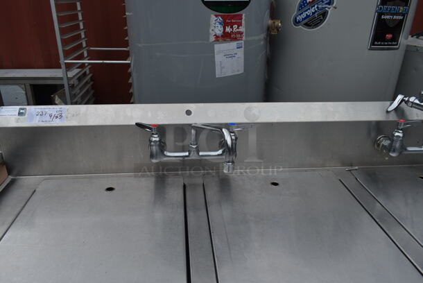 Stainless Steel Commercial 3 Bay Sink w/ Right Side Drain Board, 2 Faucets, 2 Handles and Spray Nozzle Attachment. Bays 16x26.5 - Image 2 of 9