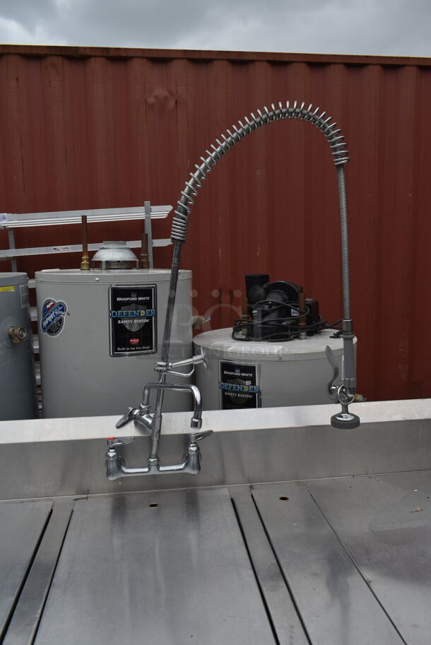 Stainless Steel Commercial 3 Bay Sink w/ Right Side Drain Board, 2 Faucets, 2 Handles and Spray Nozzle Attachment. Bays 16x26.5 - Image 3 of 9