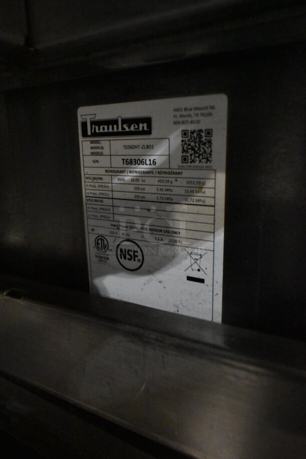 2016 Traulsen TE060HT-ZLB01 Stainless Steel Commercial 2 Drawer Chef Base on Commercial Casters. 115 Volts, 1 Phase. Tested and Does Not Power On - Image 8 of 8