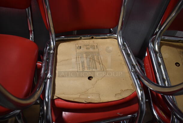 18 Chrome Finish Metal Dining Height Chairs; Black or Read Seat Cushions. 18 Times Your Bid! - Image 4 of 5
