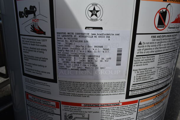 Bradford White RG150T6X Metal Commercial Propane Gas Powered Water Heater. 34,000 BTU.  - Image 6 of 6