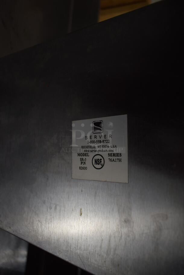 Server SR-3 Stainless Steel Commercial Countertop Topping Rail w/ 2 Bins and 2 Pumps.  - Image 6 of 6