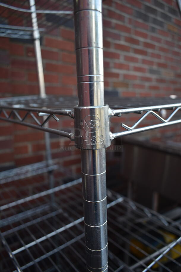 Chrome Finish 5 Tier Wire Shelving Unit. BUYER MUST DISMANTLE. PCI CANNOT DISMANTLE FOR SHIPPING. PLEASE CONSIDER FREIGHT CHARGES. - Image 2 of 2