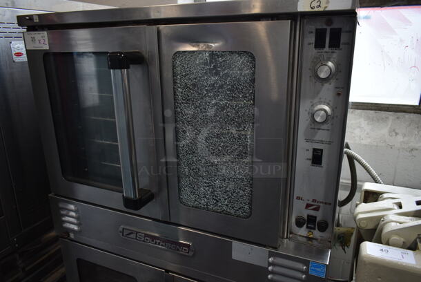2 Southbend ENERGY STAR Stainless Steel Commercial Electric Powered Full Size Convection Ovens w/ View Through Doors, Metal Oven Racks and Thermostatic Controls. See Pictures for Glass Damage on Top Oven Door. 208 Volts, 3 Phase. 2 Times Your Bid! - Image 2 of 7