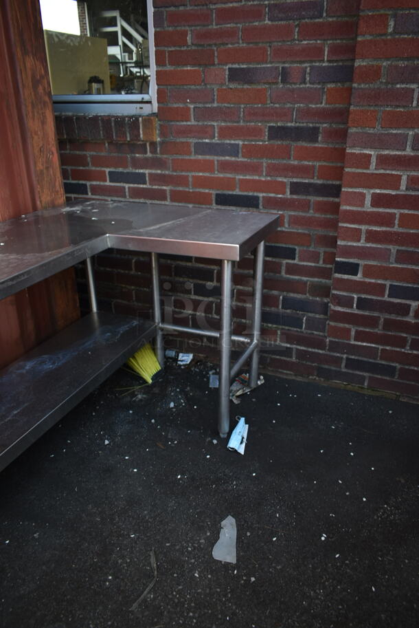 Stainless Steel L Shaped Table w/ Under Shelf.  - Image 2 of 5