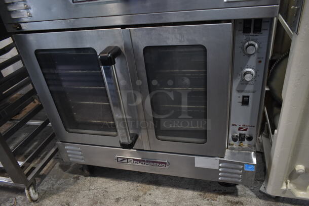2 Southbend ENERGY STAR Stainless Steel Commercial Electric Powered Full Size Convection Ovens w/ View Through Doors, Metal Oven Racks and Thermostatic Controls. See Pictures for Glass Damage on Top Oven Door. 208 Volts, 3 Phase. 2 Times Your Bid! - Image 4 of 7