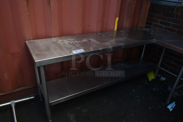 Stainless Steel L Shaped Table w/ Under Shelf.  - Image 3 of 5