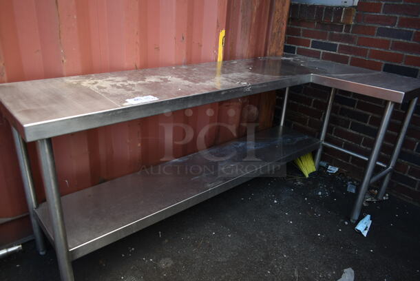 Stainless Steel L Shaped Table w/ Under Shelf.  - Image 5 of 5