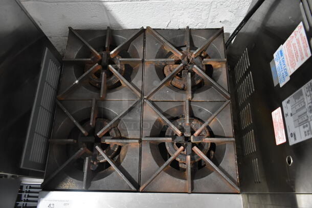 Star Max Stainless Steel Commercial Countertop Natural Gas Powered 4 Burner Range.  - Image 2 of 3