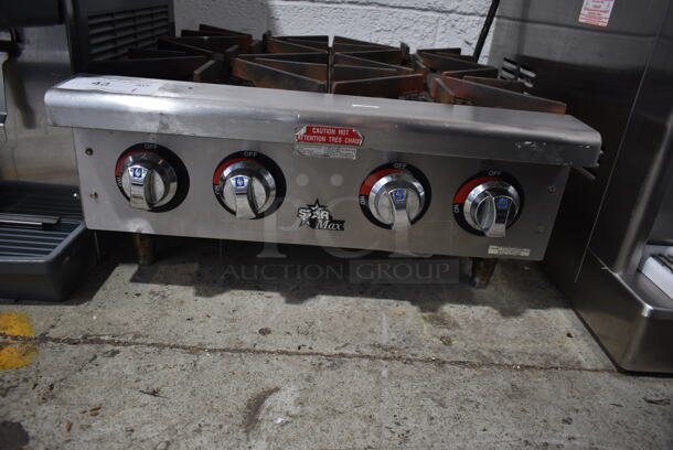 Star Max Stainless Steel Commercial Countertop Natural Gas Powered 4 Burner Range.  - Image 3 of 3