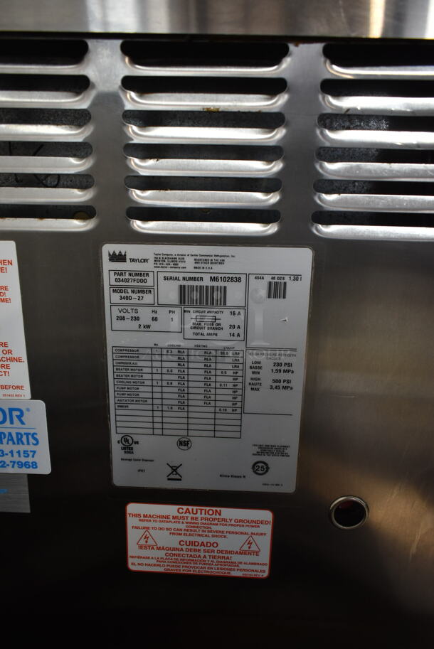 2016 Taylor 340D-27 Stainless Steel Commercial Countertop Air Cooled Single Flavor Frozen Beverage Slushie Machine w/ Drink Mixing Attachment. 208-230 Volts, 1 Phase. - Image 3 of 7