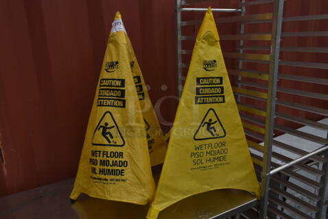 2 Yellow Caution Pop Up Signs. 2 Times Your Bid!