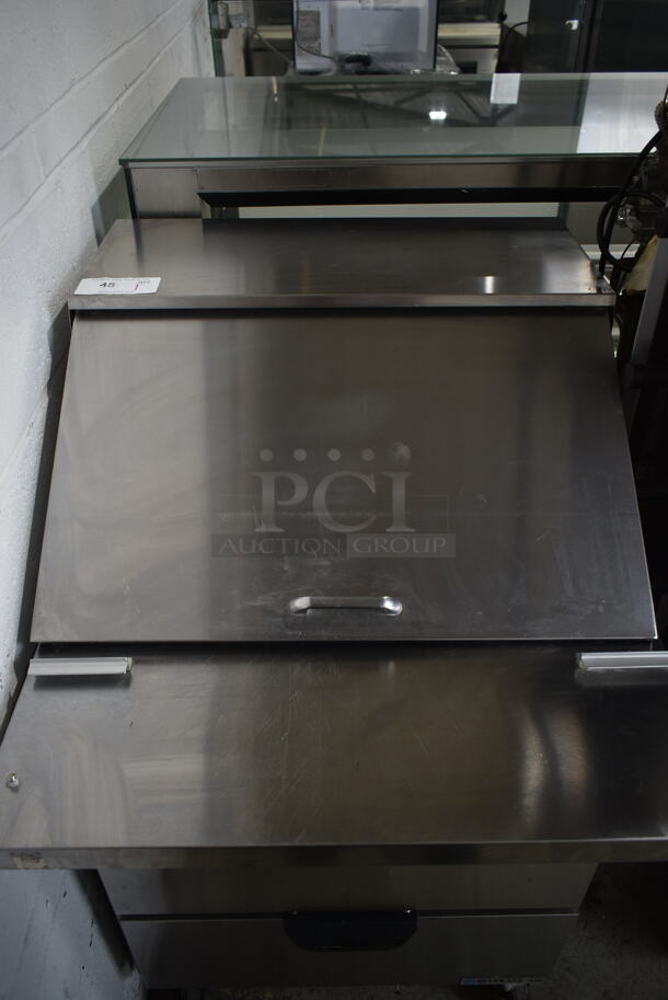 Beverage Air SPED27HC-12M-B Stainless Steel Commercial Sandwich Salad Prep Table Bain Marie Mega Top w/ 2 Drawers on Commercial Casters. 115 Volts, 1 Phase. Tested and Powers On But Does Not Get Cold
 - Image 4 of 8