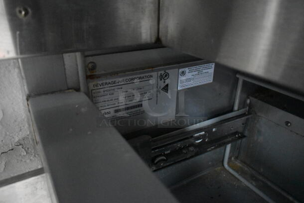Beverage Air SPED27HC-12M-B Stainless Steel Commercial Sandwich Salad Prep Table Bain Marie Mega Top w/ 2 Drawers on Commercial Casters. 115 Volts, 1 Phase. Tested and Powers On But Does Not Get Cold
 - Image 8 of 8