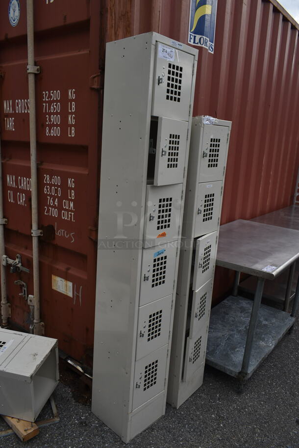 Win-holt Tan Metal 6 Cubby Locker.  - Image 2 of 6