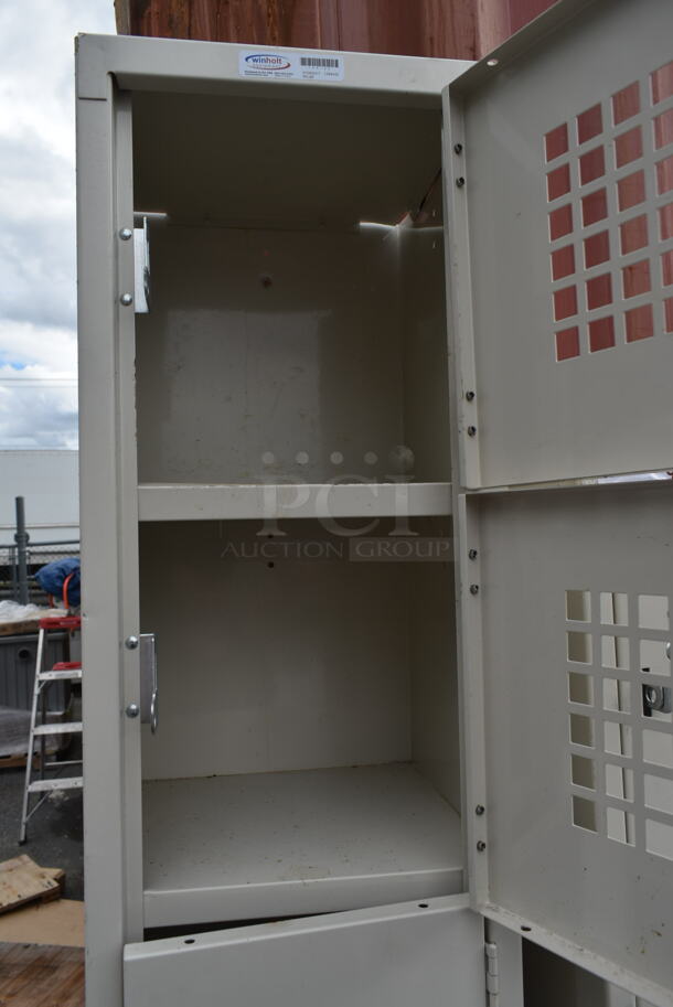 Win-holt Tan Metal 6 Cubby Locker.  - Image 3 of 6