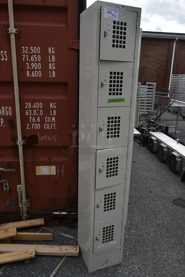 Win-holt Tan Metal 6 Cubby Locker.  - Image 2 of 4
