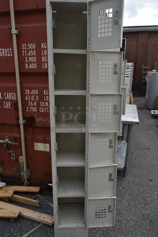 Win-holt Tan Metal 6 Cubby Locker.  - Image 3 of 4