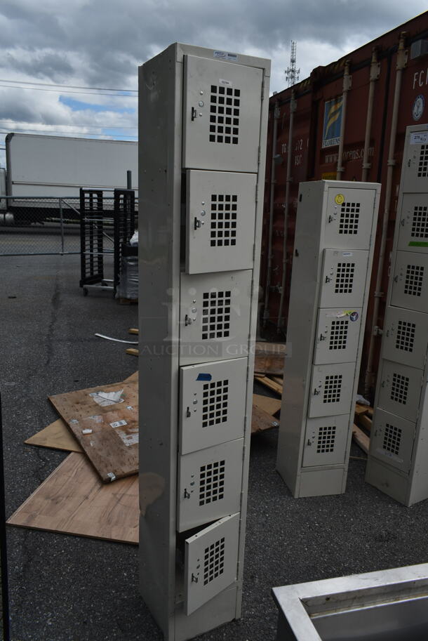 Win-holt Tan Metal 6 Cubby Locker.  - Image 1 of 4