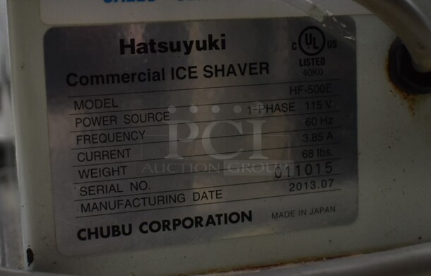 Hatsuyuki HF-500E Metal Commercial Countertop Ice Shaver. 115 Volts, 1 Phase. Tested and Working! - Image 8 of 8