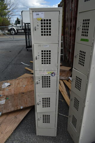 Win-holt Tan Metal 5 Cubby Locker. 