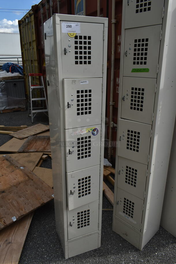 Win-holt Tan Metal 5 Cubby Locker.  - Image 2 of 3