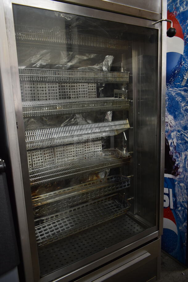 Stainless Steel Commercial Floor Style Natural Gas Powered 7 Spit Rotisserie Oven on Commercial Casters.  - Image 2 of 9
