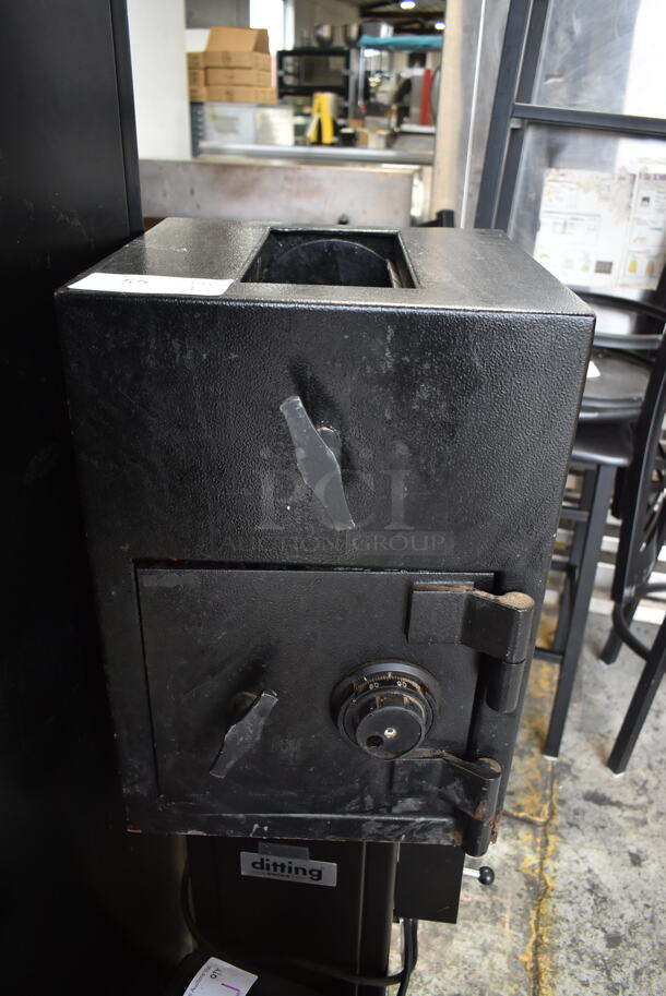 Black Metal Single Compartment Drop Safe. Does Not Come w/ Combination. - Image 1 of 4