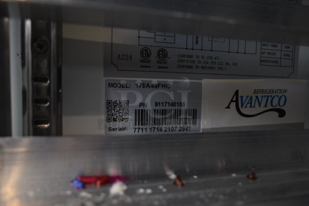 Avantco 178A49FHC Stainless Steel Commercial 2 Door Reach In Freezer w/ Metal Pan Rack and Poly Coated Racks. 115 Volts, 1 Phase. Tested and Working! - Image 6 of 8