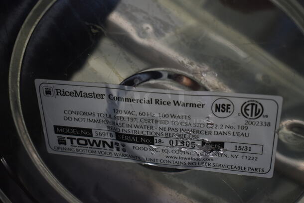 RiceMaster Town 56918 Metal Commercial Countertop Rice Warmer. 120 Volts, 1 Phase. Tested and Working!  - Image 7 of 7