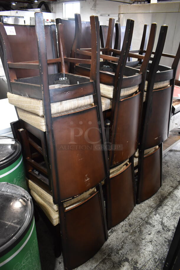 12 Wooden Dining Height Chairs w/ Tan Cushion. 12 Times Your Bid! - Image 2 of 4