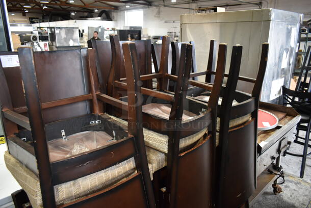 12 Wooden Dining Height Chairs w/ Tan Cushion. 12 Times Your Bid! - Image 3 of 4