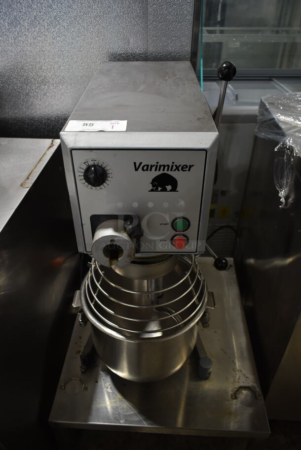 Varimixer W20 Metal Commercial Countertop 20 Quart Planetary Dough Mixer w/ Stainless Steel Mixing Bowl, Bowl Guard and Dough Hook Attachment. 110 Volts, 1 Phase. Tested and Working! - Image 1 of 7