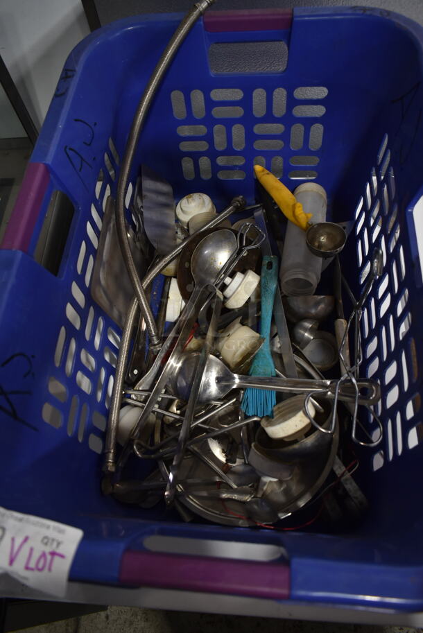 ALL ONE MONEY! Lot of Various Items Including Utensils; Spatulas, Steak Forks and Blue Basket - Image 3 of 3
