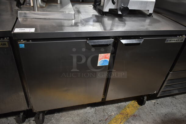 Beverage Air WTR48A Stainless Steel Commercial 2 Door Undercounter Cooler on Commercial Casters. 115 Volts, 1 Phase. Tested and Powers On But Does Not Get Cold - Image 1 of 7