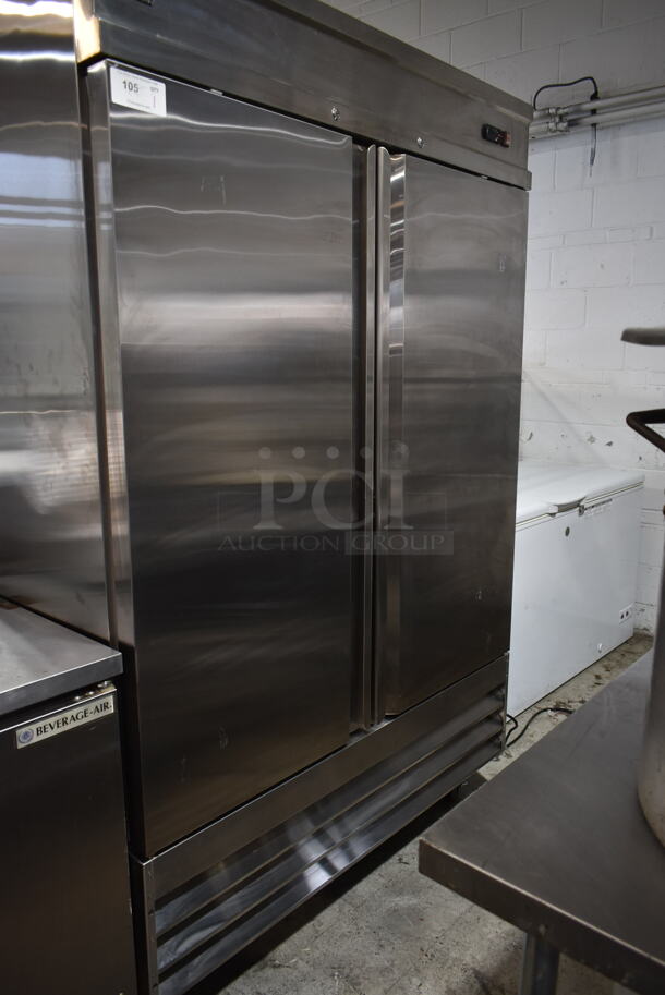 Summit SCRR490 Stainless Steel Commercial 2 Door Reach In Cooler w/ Poly Coated Racks on Commercial Casters. 115 Volts, 1 Phase. Tested and Powers On But Does Not Get Cold - Image 1 of 9