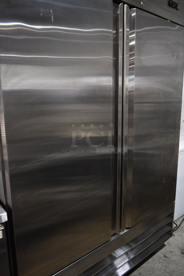 Summit SCRR490 Stainless Steel Commercial 2 Door Reach In Cooler w/ Poly Coated Racks on Commercial Casters. 115 Volts, 1 Phase. Tested and Powers On But Does Not Get Cold - Image 3 of 9