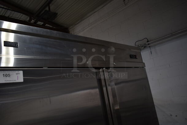 Summit SCRR490 Stainless Steel Commercial 2 Door Reach In Cooler w/ Poly Coated Racks on Commercial Casters. 115 Volts, 1 Phase. Tested and Powers On But Does Not Get Cold - Image 4 of 9