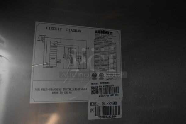 Summit SCRR490 Stainless Steel Commercial 2 Door Reach In Cooler w/ Poly Coated Racks on Commercial Casters. 115 Volts, 1 Phase. Tested and Powers On But Does Not Get Cold - Image 7 of 9