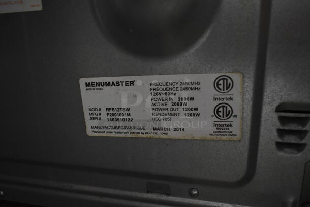 2014 Menumaster RFS12TSW Stainless Steel Commercial Countertop Microwave Oven. 120 Volts, 1 Phase.  - Image 4 of 4