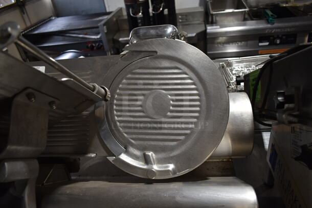 Globe 3750 Stainless Steel Commercial Countertop Automatic Meat Slicer w/ Blade Sharpener. 115 Volts, 1 Phase. Tested and Powers On But Parts Do Not Move - Image 3 of 8