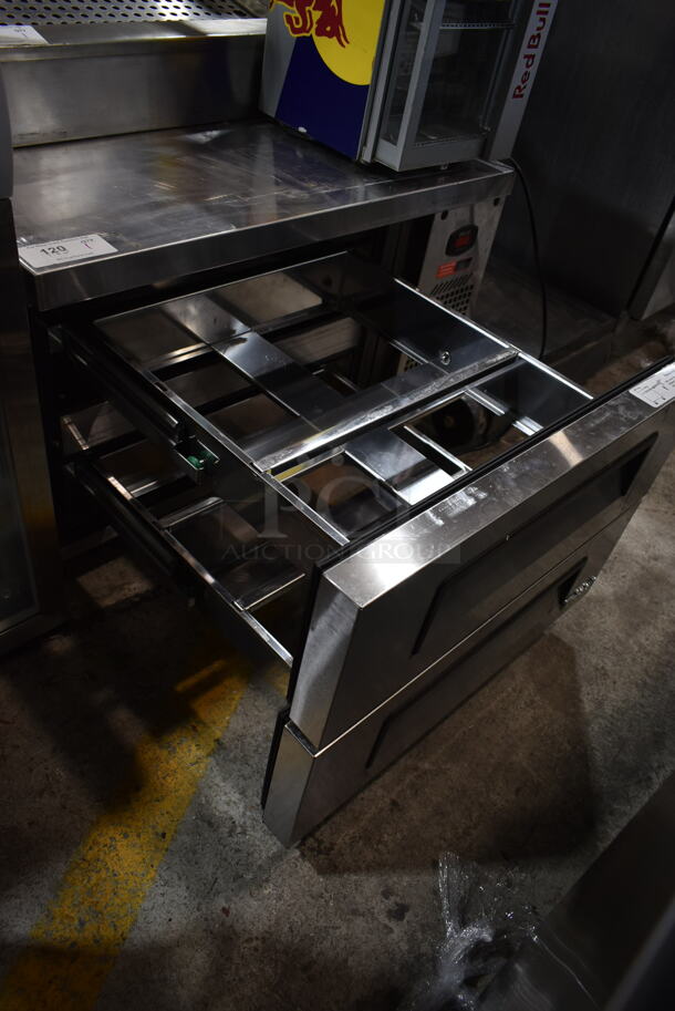 Turbo Air Stainless Steel Commercial 2 Drawer Chef Base on Commercial Casters. Tested and Working! - Image 5 of 6