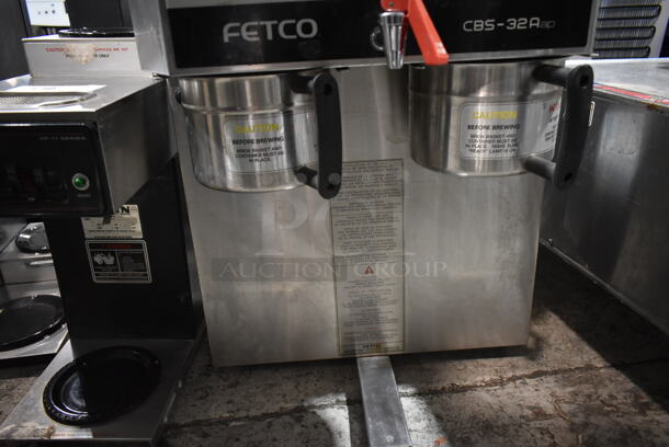 Fetco CBS-32Aap Stainless Steel Commercial Countertop Double Coffee Machine w/ Hot Water Dispenser and 2 Metal Brew Baskets. 120/208-240 Volts, 1 Phase.  - Image 3 of 6