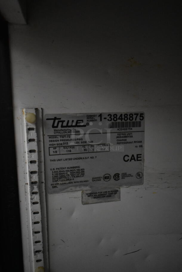 True TWT-72 Stainless Steel Commercial 3 Door Work Top Cooler on Commercial Casters. 115 Volts, 1 Phase. Tested and Working! - Image 7 of 9