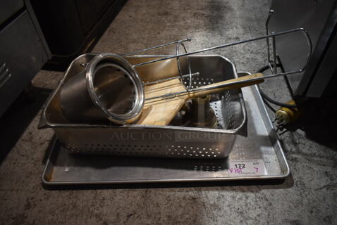 ALL ONE MONEY! Lot of Various Items Including Metal Baking Pan, Drop In Bin and Cylindrical Bins. 